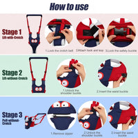 Toddler first-step support belt prepared for supervised walking practice