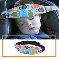 Toddler head support strap for stroller and car seat, adjustable headrest for sleeping and travel.