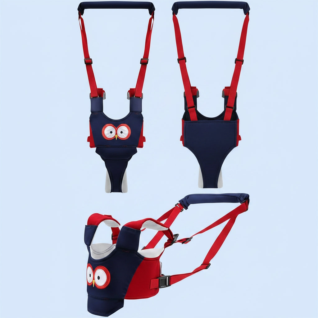 Front view of toddler walking harness with padded body section