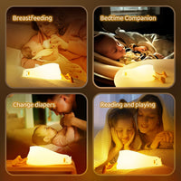 Touch control duck lamp, adjustable brightness silicone night light for kids.