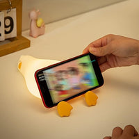 Touch control duck lamp, adjustable brightness silicone night light for kids.