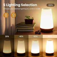 Touch lamp bedside night light for bedroom with energy-efficient LED
