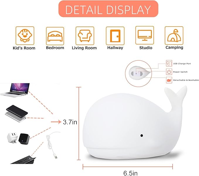 Touch Control Silicone Night Lamp With Rechargeable Design