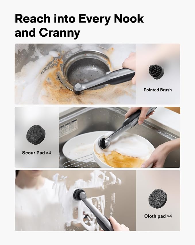 Electric cleaning brush with twelve interchangeable brush heads