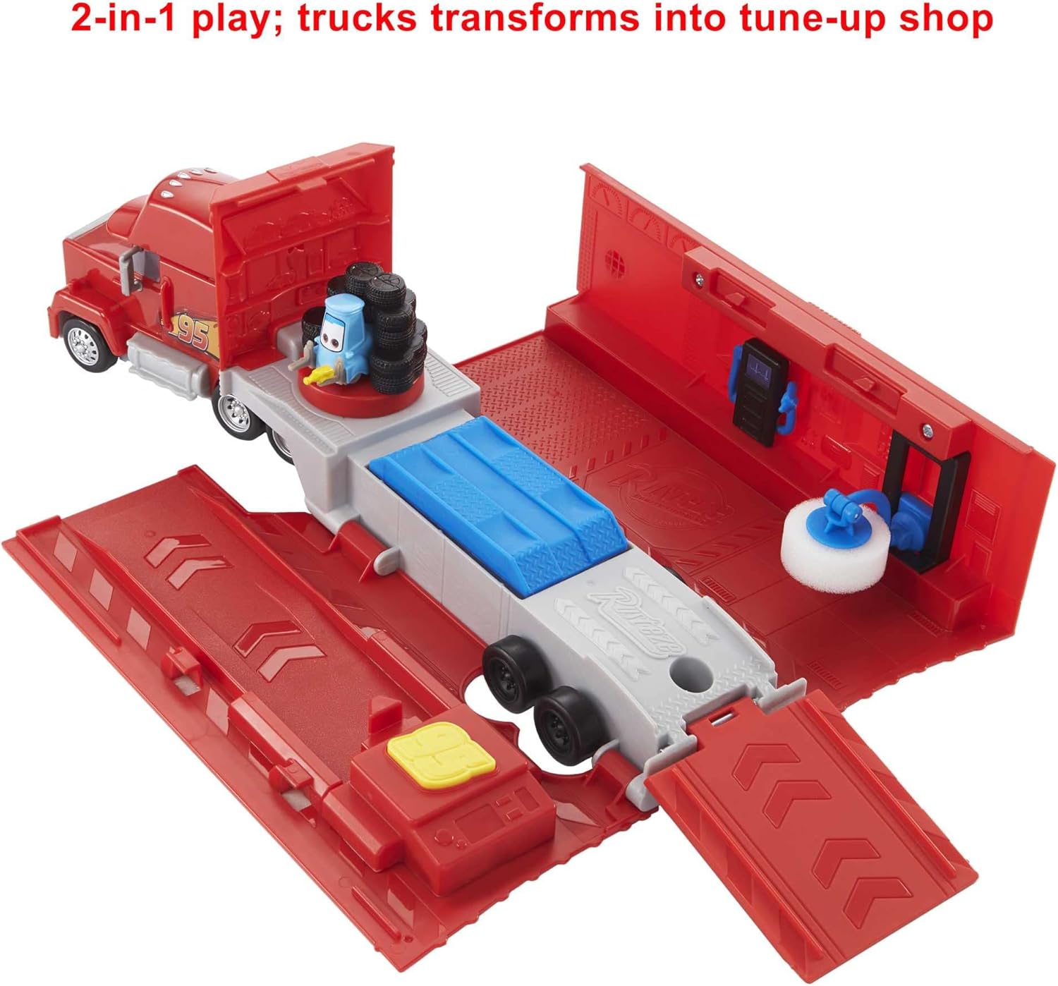 Two in one truck playset for kids 4 plus with interactive vehicle features
