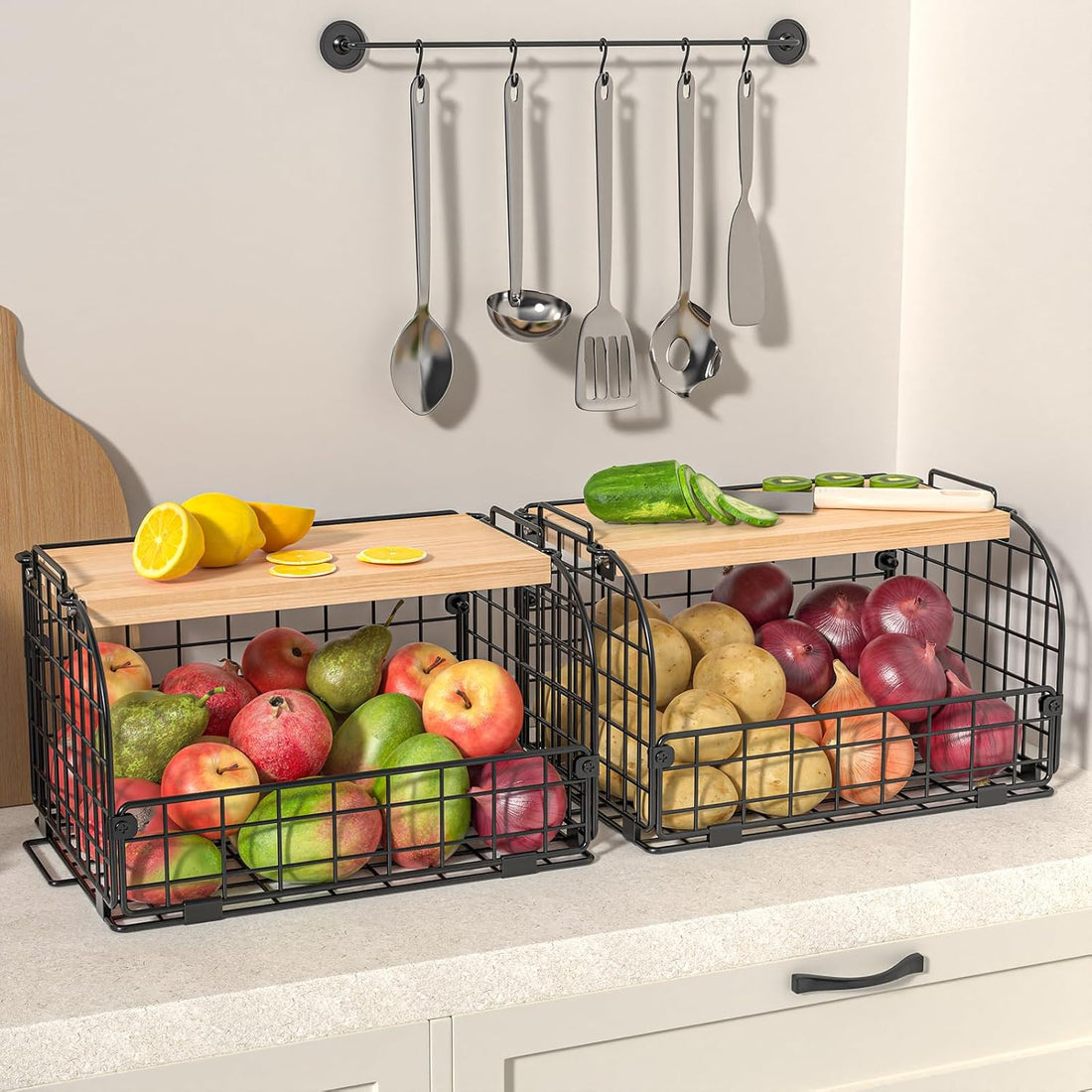 Pantry Organiser Baskets for Onions, Potatoes and Fruit