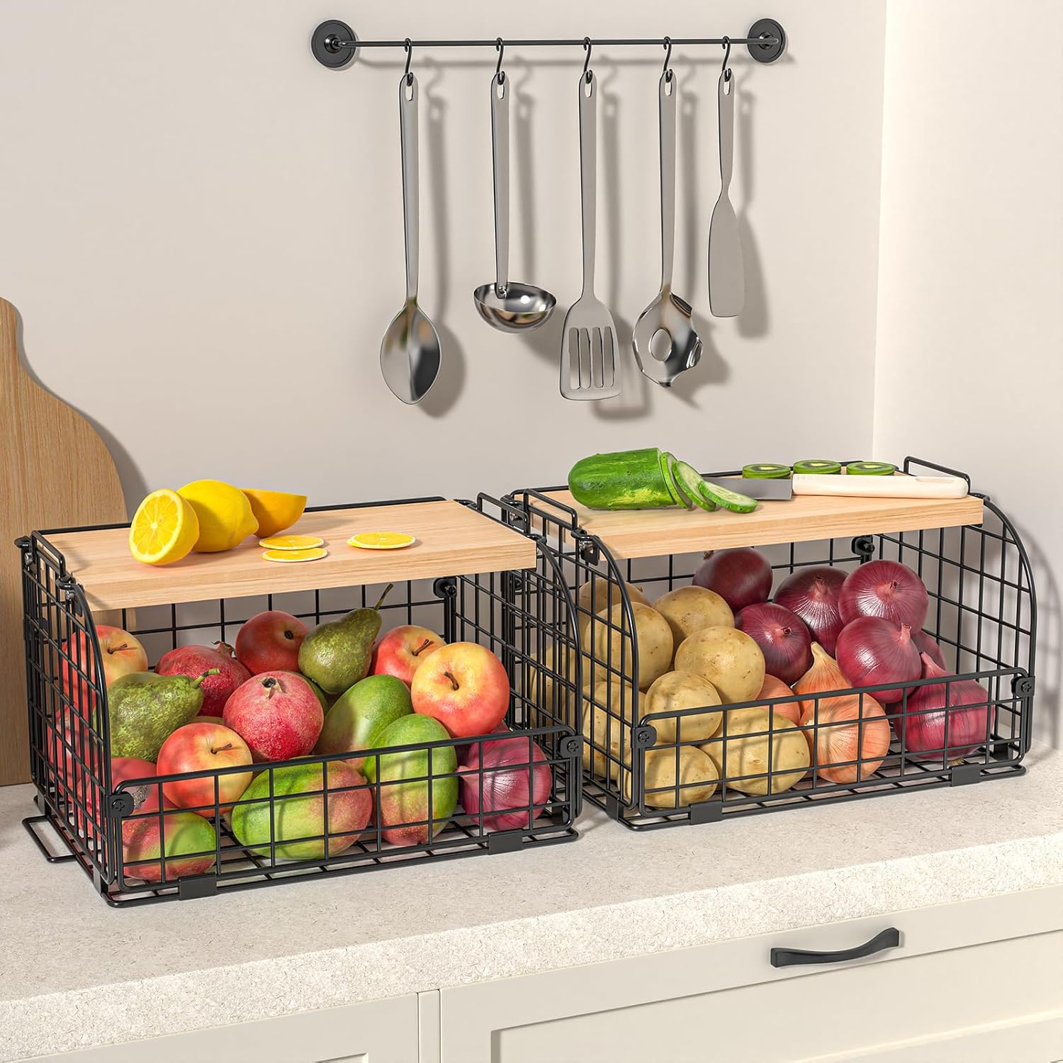 Pantry Organiser Baskets for Onions, Potatoes and Fruit