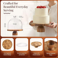 Wooden cake pedestal with lightweight dome