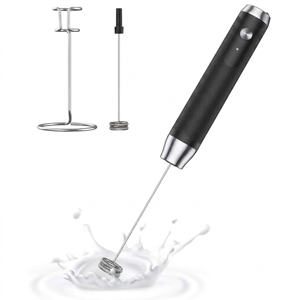 Milk Frother – USB Rechargeable Electric Milk Frother with Detachable Whisk for Coffee, Latte & Cappuccino