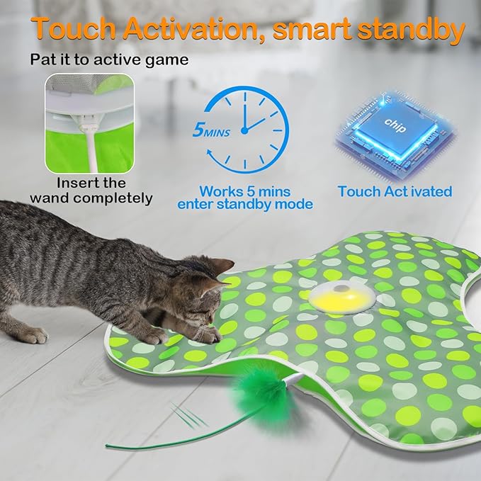 Cat toy being recharged with USB cable for continued play