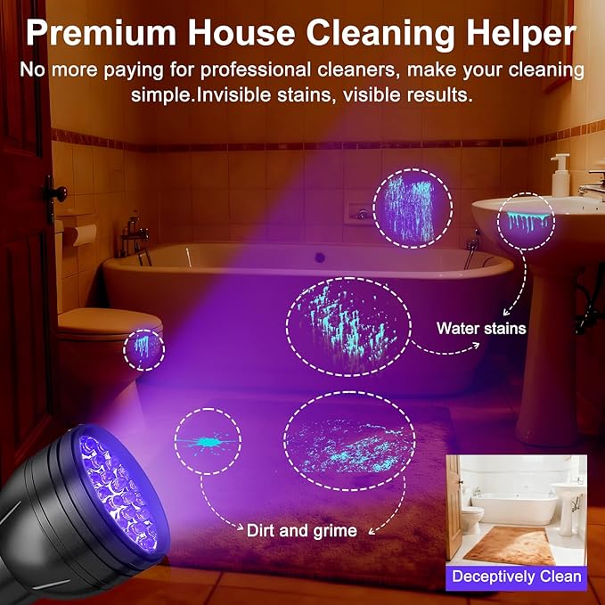 UV light for detecting bed bugs and pests indoors