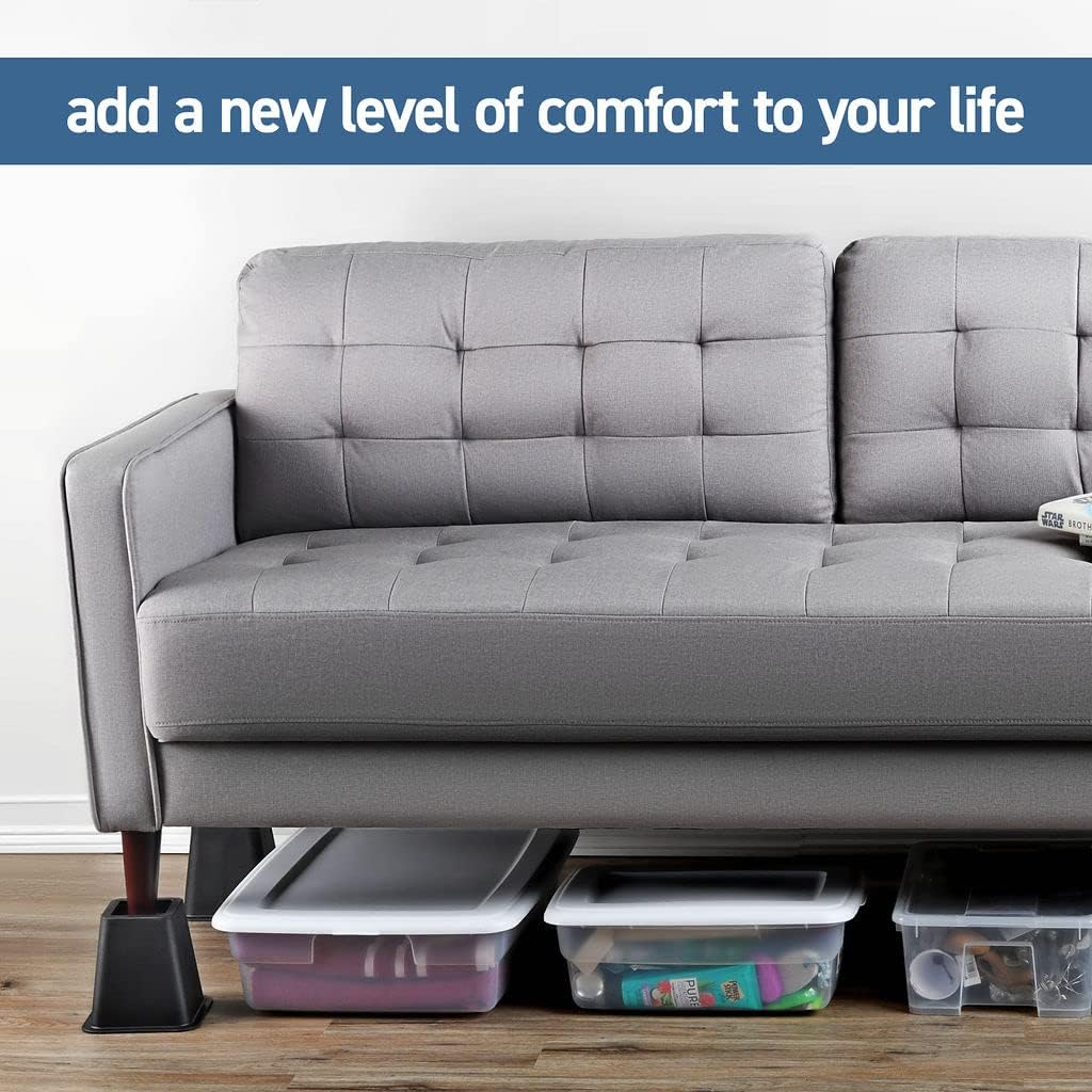Under bed storage risers that help raise furniture for boxes and room organization.