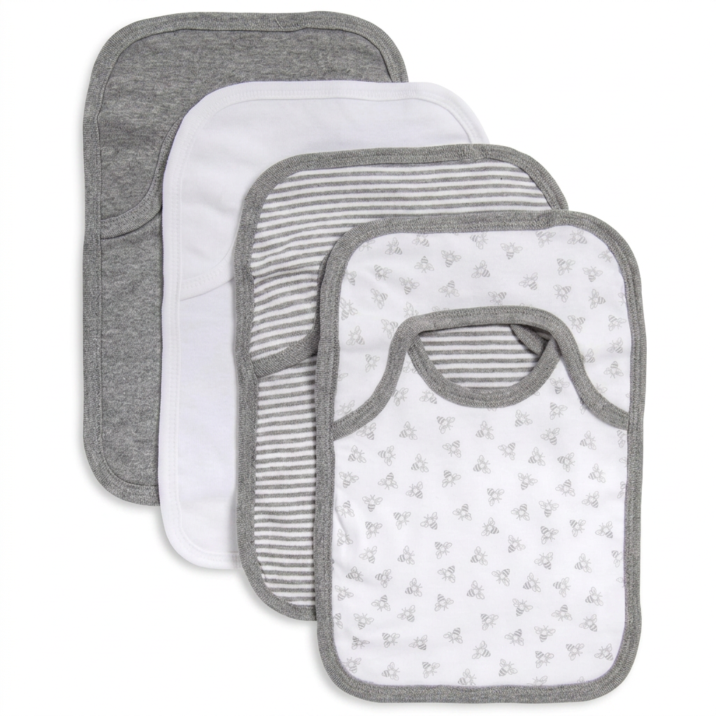 Unisex baby bibs with lap-shoulder drool cloth design, soft and absorbent for infants and toddlers.