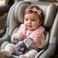 Universal baby car seat strap pads, adjustable fit for all car seat types.