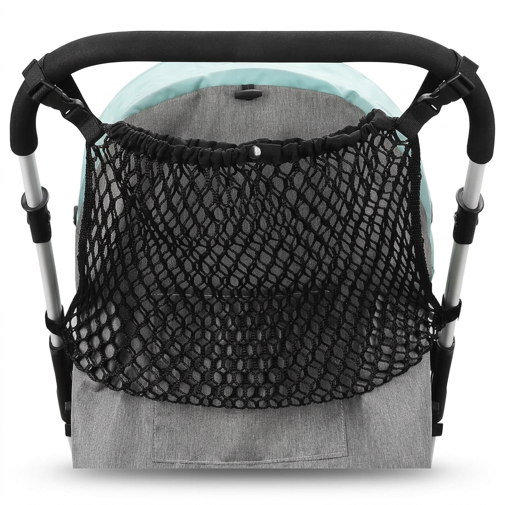 Universal Stroller Organizer Mesh Caddy, Adjustable and Non-Slip for Uppababy, Nuna, Britax, and Doona Strollers
