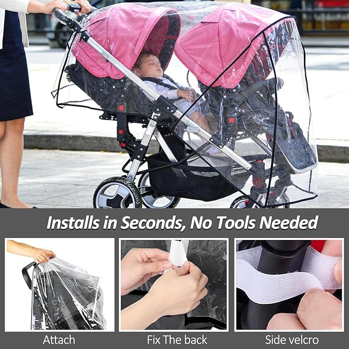 Universal-style double stroller cover for travel use