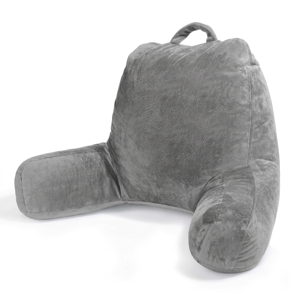 Velvet bed rest cushion in dark grey for home seating