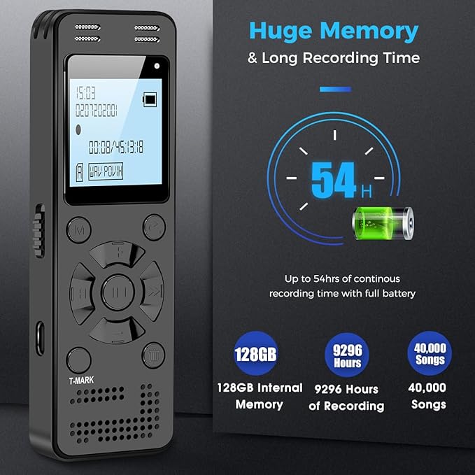Voice Recorder Playback Display Audio Listening Feature