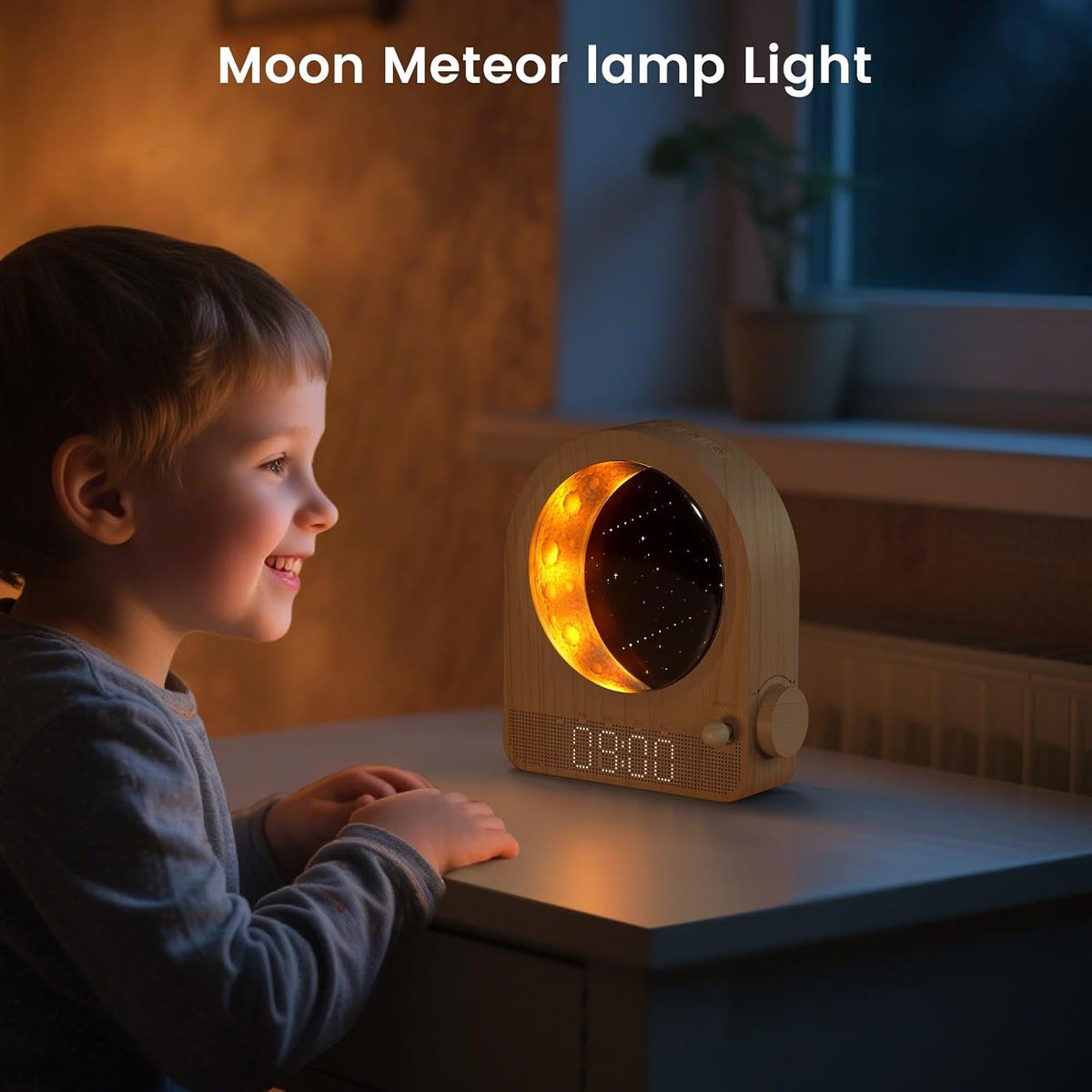 Wood Grain Bedside Alarm Clock with Sunrise Light
