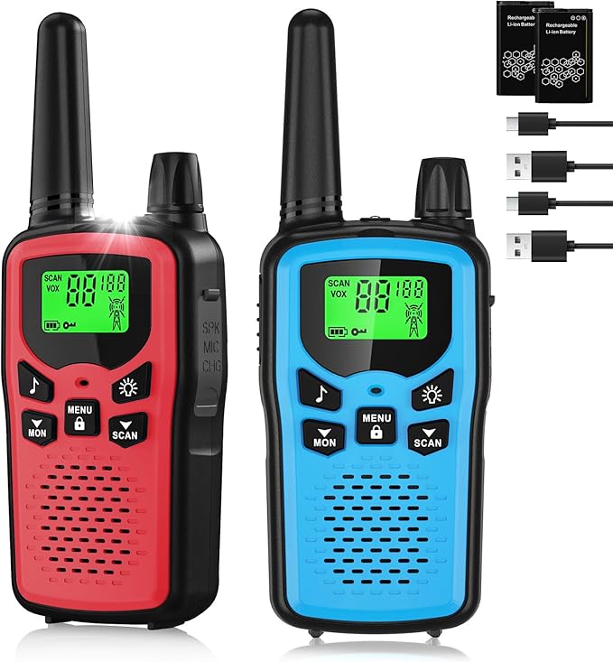 rechargeable walkie talkies 2 pack colorful long range radios
