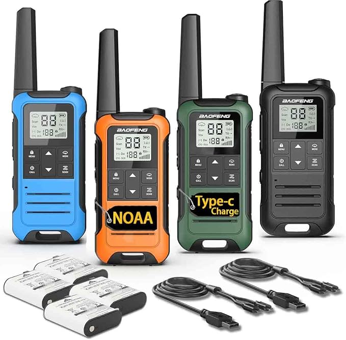 long range walkie talkies 4 pack rechargeable handheld radios