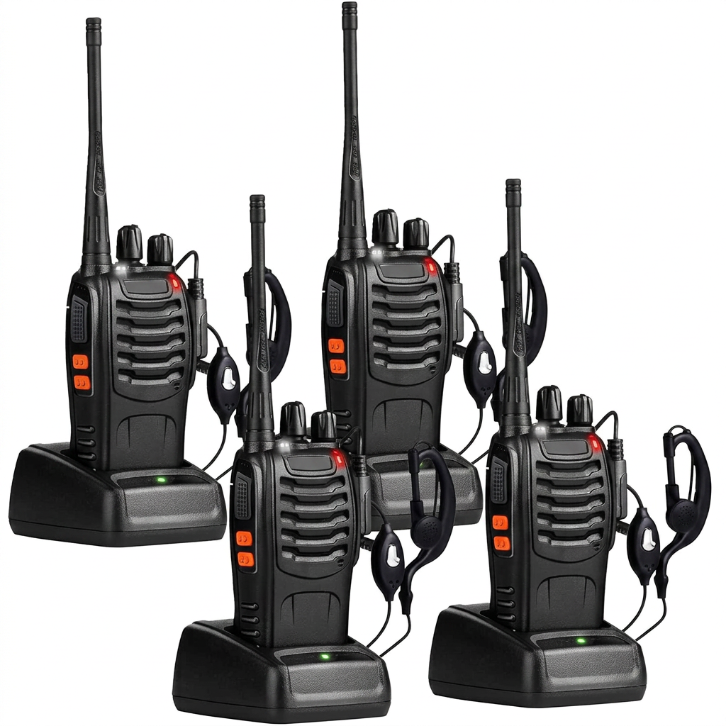 long range walkie talkie set 4 pack handheld radios