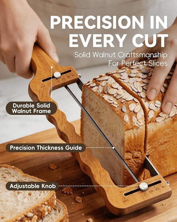 Bread Bow Knife and Lame Baking Set with Walnut Wood