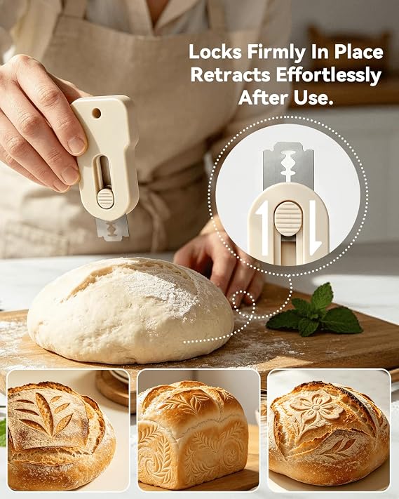 Artisan Bread Scoring Tool & Wooden Bread Knife Set