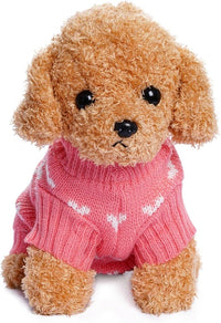 Warm knitted puppy sweater with heart design, perfect for small pets