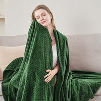 Decorative green fleece blanket for modern interiors