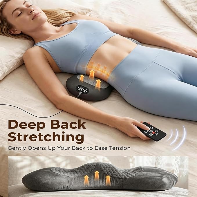 Warming vibration back pillow for daily relaxation routine