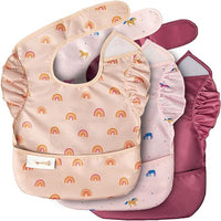 Waterproof Baby Bib for Eating with Catch-All Pocket - Front View