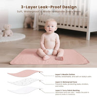 Waterproof baby changing mat made of muslin cotton, portable and easy to clean for diaper changes.