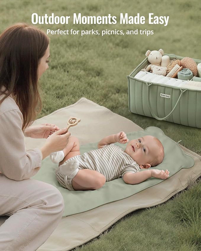 Waterproof leather changing pad, durable, easy to clean, and stylish for diaper changes.