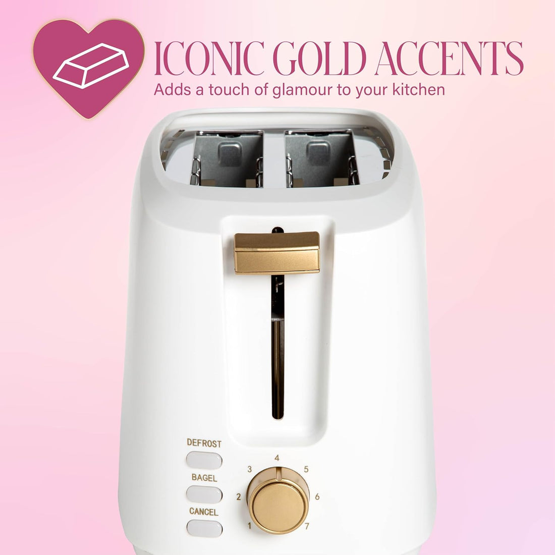 white extra wide slot toaster suitable for bread bagels and thick slices