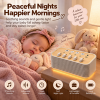White sound machine featuring integrated warm ambient lighting for bedside use