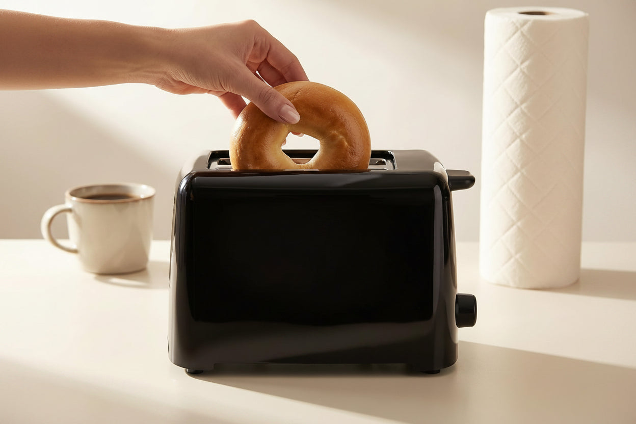 wide slot 2 slice toaster suitable for bread bagels and thick slices