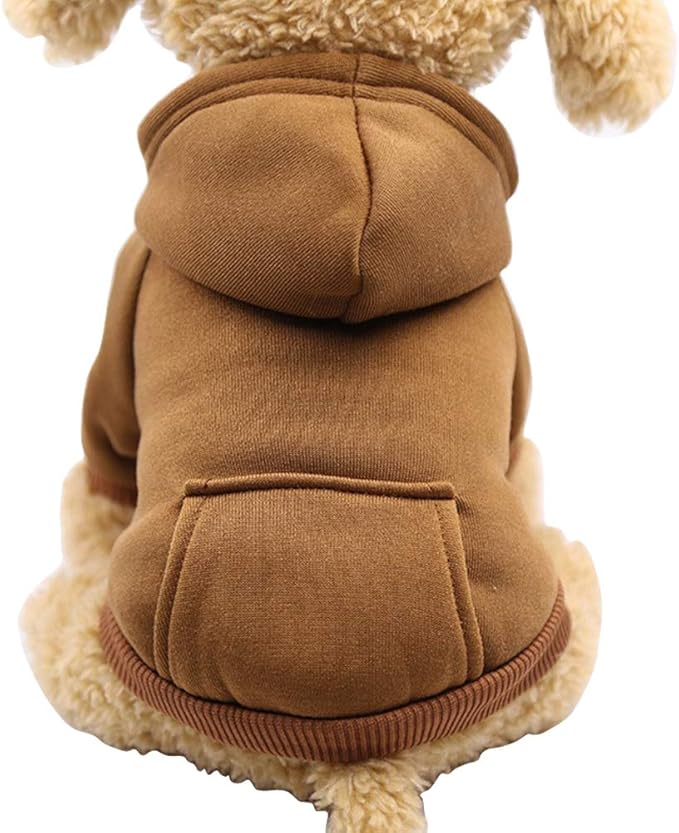 Winter dog hoodie sweatshirt with pockets, perfect for small dogs like Chihuahuas and puppies.