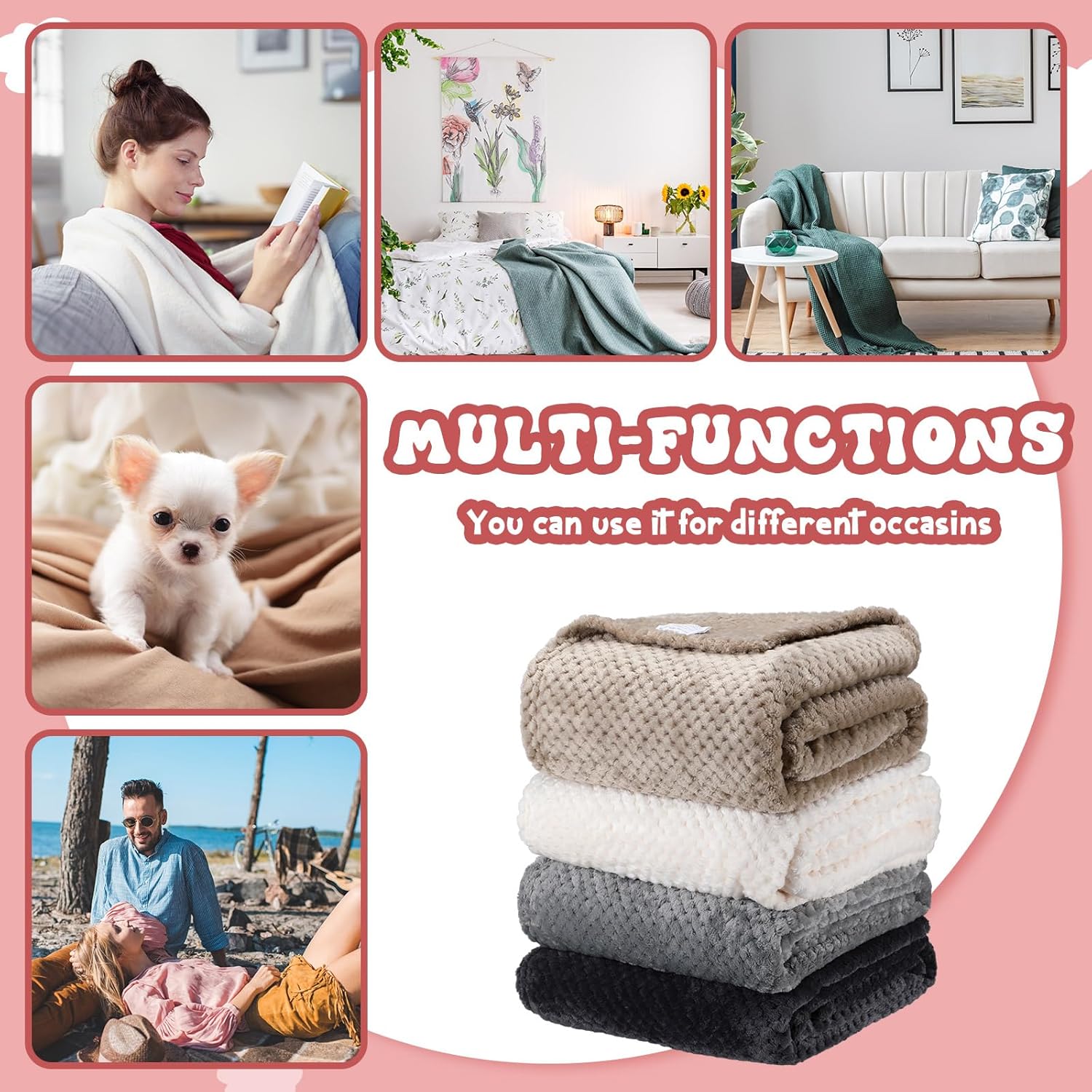 Soft No Shedding No Pilling Blankets for Couch and Bedroom