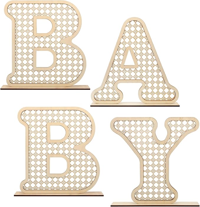 Wood baby letters for boho nursery decor, rustic alphabet letters for personalized baby room design.