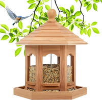 Wooden Red Cedar Hanging Bird Feeder For Outdoor Garden Birds