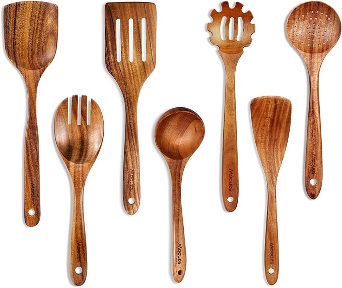 Heat Resistant Teak Wood Cooking Spoons