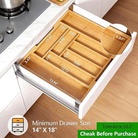 Adjustable bamboo storage tray with multiple sections