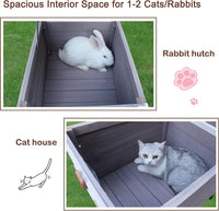 wooden outdoor cat house grey color