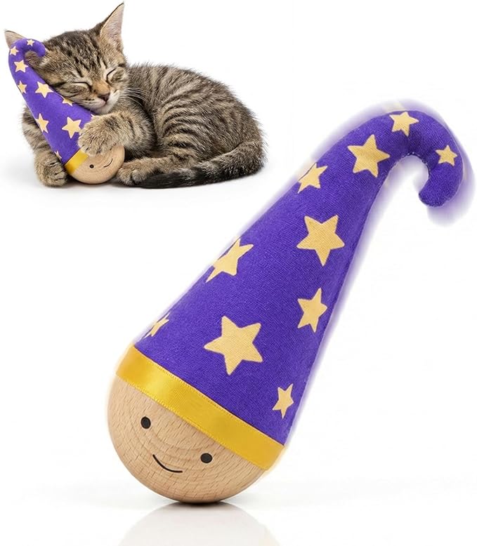 Self-righting cat toy filled with natural catnip