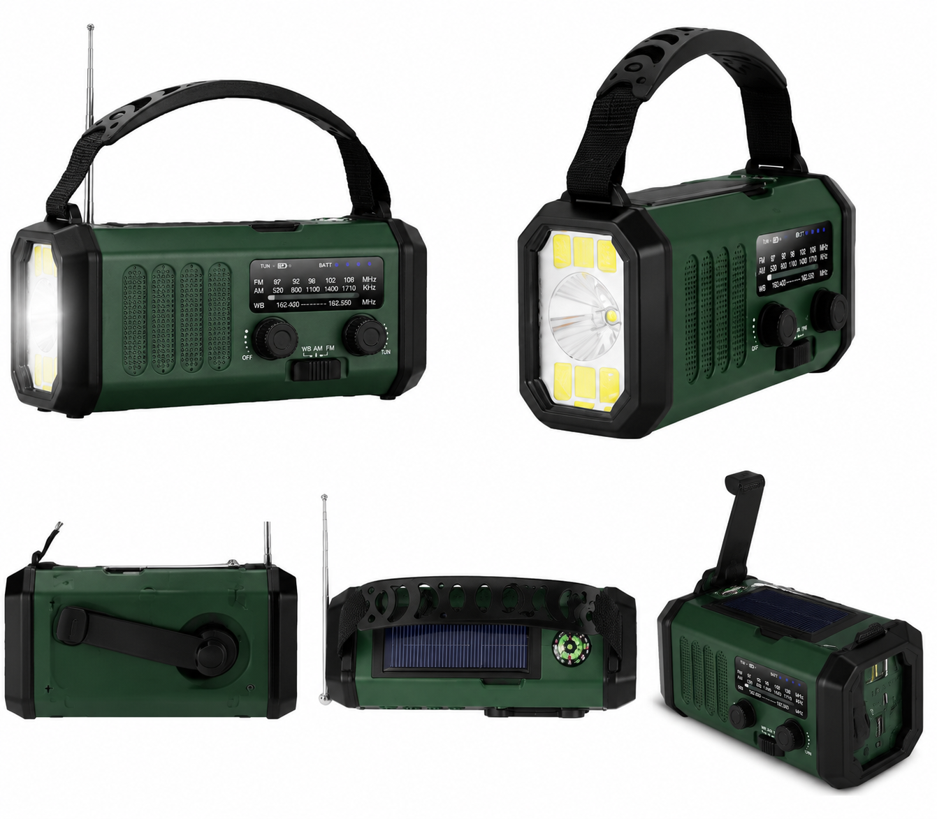 Compact YM330 radio with a hand strap, perfect for camping, hiking, or emergency preparedness.