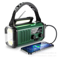 Military green YM330 emergency radio with large storage and long-lasting 4000mAh battery for outdoor use.