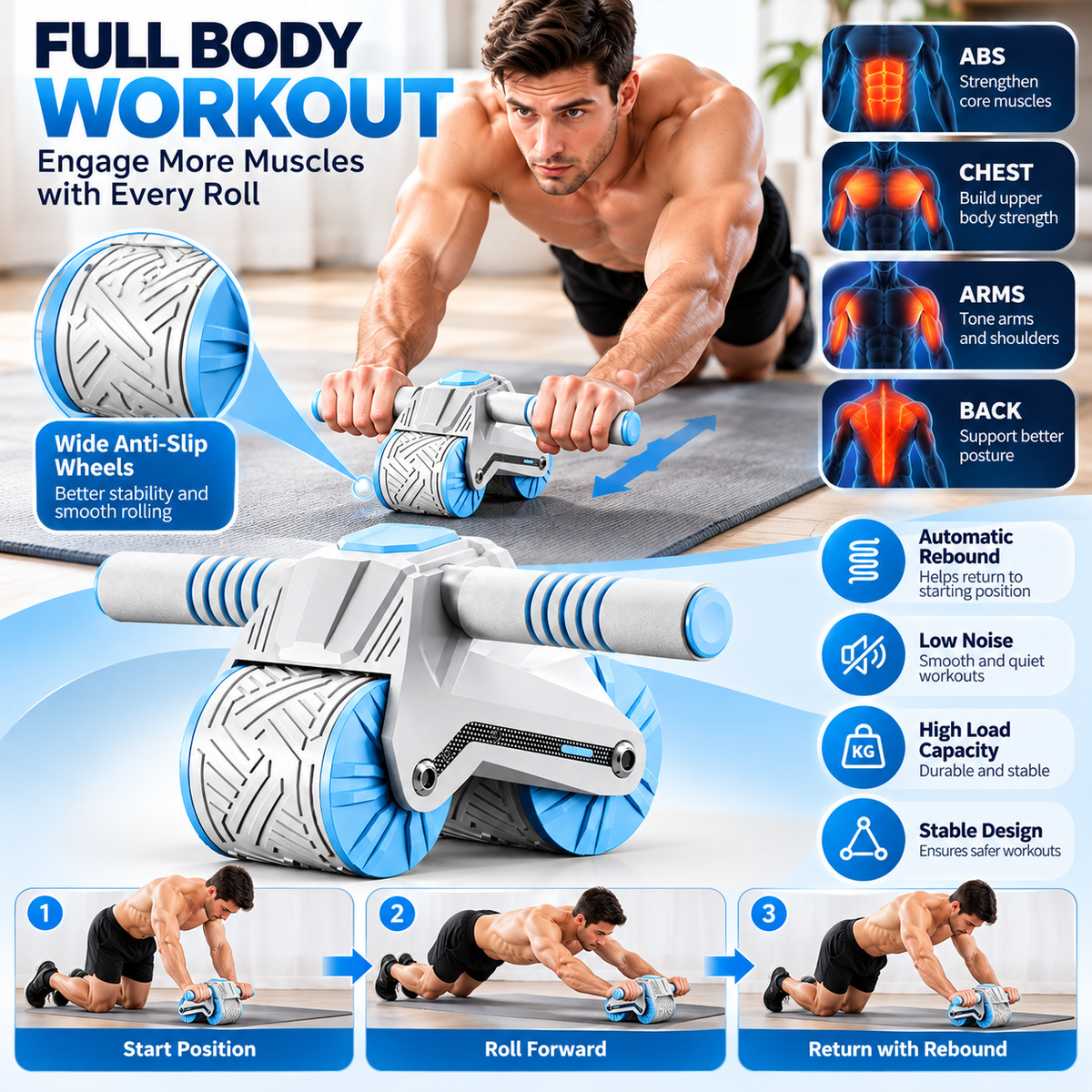 Abdominal exercise wheel for core strengthening and everyday fitness routines.