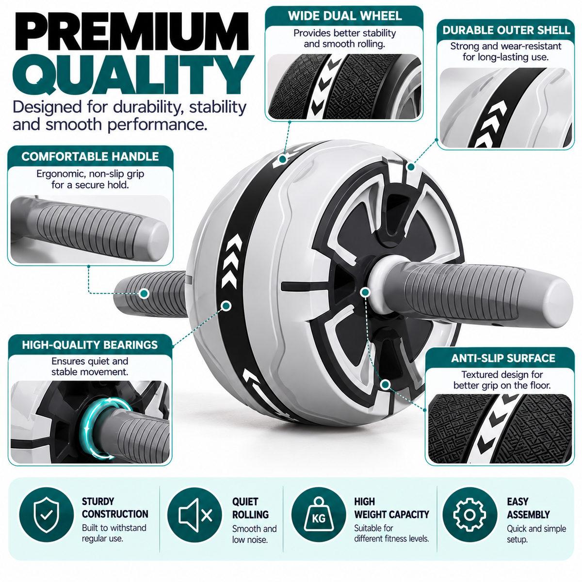 Abdominal wheel for core strength exercises and regular home workout routines.