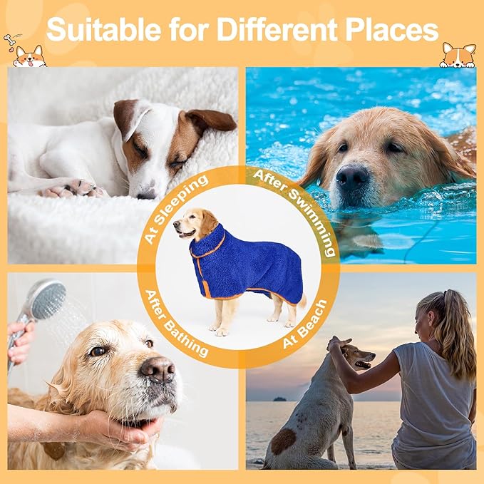 absorbent dog bathrobe for post-bath or swimming